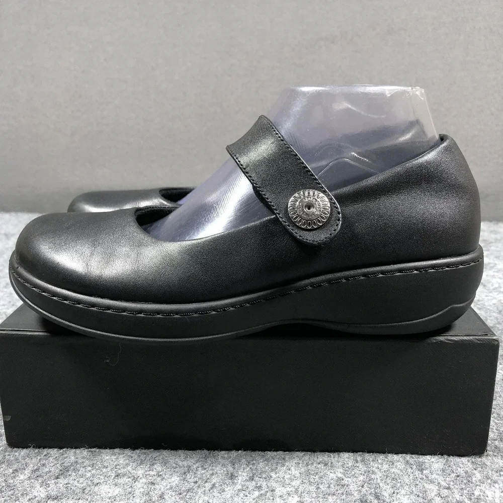 Spring Step Mary Jane Shoes Womens 7 Black Leather Slip Resistant Comfort Flats